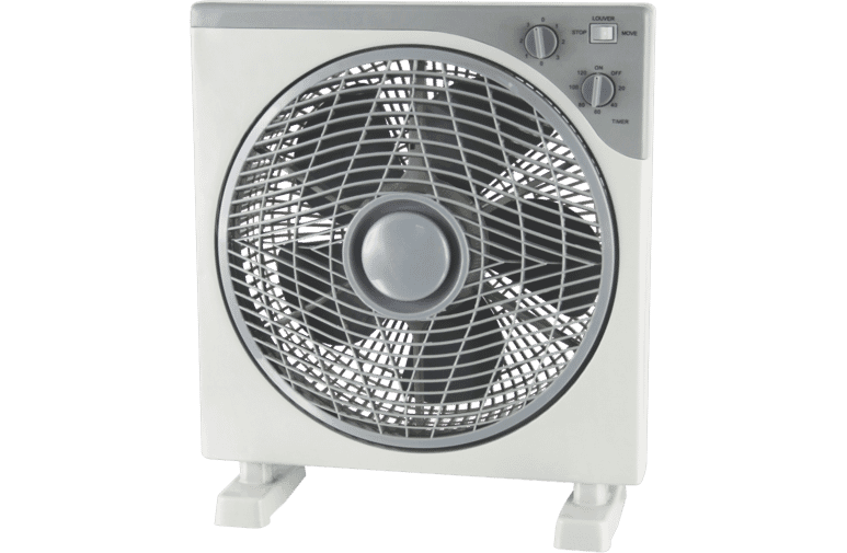 GVA 30cm Rotating Grill Box Fan 3 Speed/Timer/Power button/White/Grey