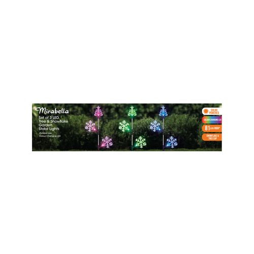 Mirabella Festive LED Tree & Snowflake Garden Stake Lights 3 Pack