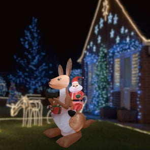 Click 1.8m Santa Rides On Kangaroo Light Ip Inflatable