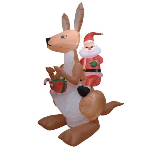 Click 1.8m Santa Rides On Kangaroo Light Ip Inflatable