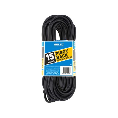 Arlec 15m Black Piggy Back Extension Lead