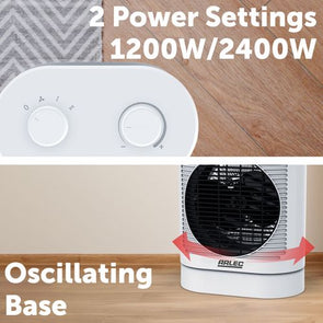 Arlec 2400W Fan Heater With Adjustable Thermostat And Oscillation