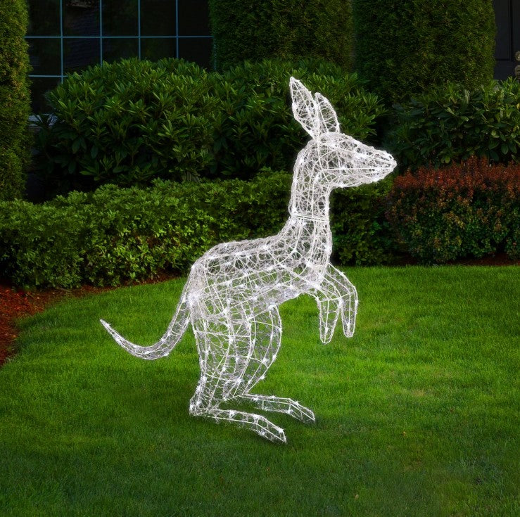 Kangaroo Led Rings Festive Xmas Lytworx 120cm Solar White Kangaroo Statue/150 LED/2 Funct ...
