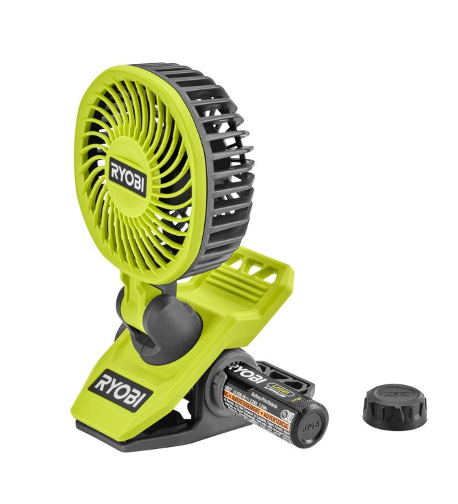 Ryobi USB Lithium Mini Clamp Fan 2.0Ah Kit/2 Speed Settings