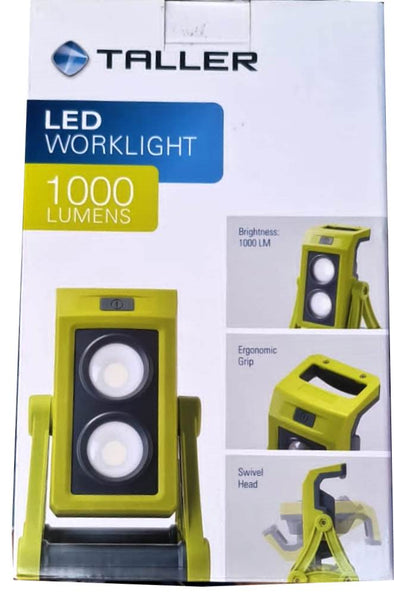 Taller Rechargeable LED Work Light Torch 1000 Lumens Bright Adj. Stand 6Hr