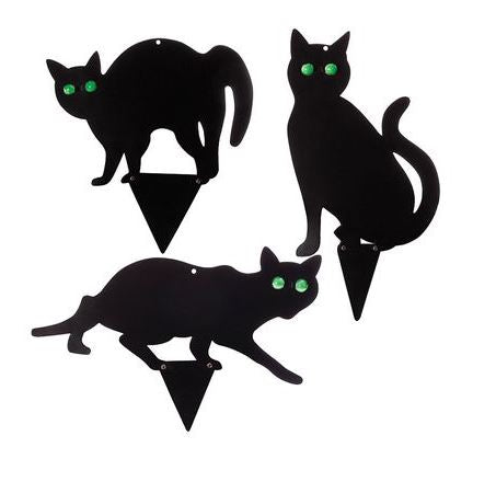 Black Cat Bird Scare Set - 3 Pack/Reflecting Eyes/Perfect for Scaring ...