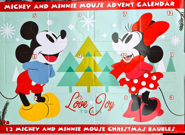 Disney Mickey & Minnie Mouse 12 Bauble Advent Calendar