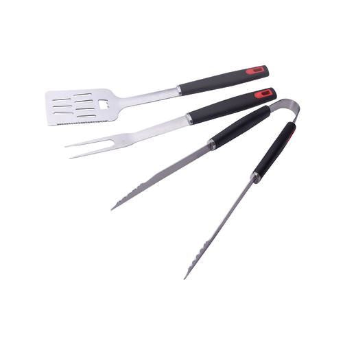 Stainless Steel 3 Piece BBQ tool set - BZJ0010/Spatula, Fork & Tongs/Comfort Grip