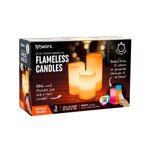 Lytworx Colour Changing LED Flameless Candle Set With Remote
