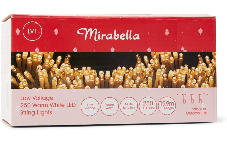 Mirabella Christmas 19.9m Low Voltage 250 LED String Lights - Warm White