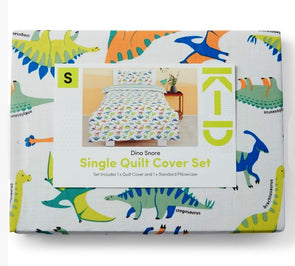 Dinosaur 180 Thread Count Dino Snore Quilt Cover Set - Single Bed