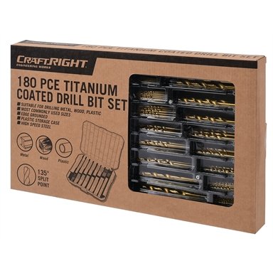 Craftright 180 Piece Drill Bit Set with Storage Case / Silver