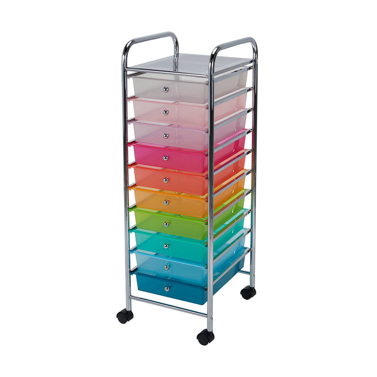 Anko 10 Drawer Trolley / Chrome Plated/ Multicoloured