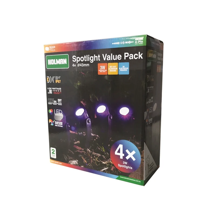 Holman 43mm RGB Colour  Value Pack Spotlight LED - 12v