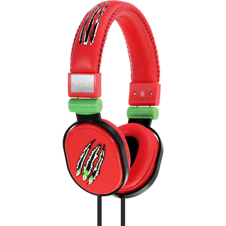 Moki Poppers Headphones - Claw Red with Appealing Design