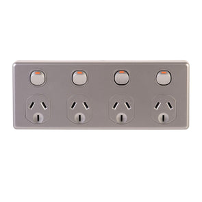 DETA Silver Four Outlet Power Point - Silver