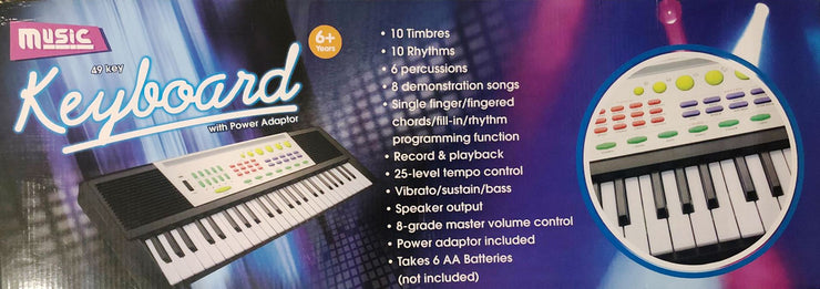 49 Keys Music Keyboard with power adaptor/Suitable for Ages 6+