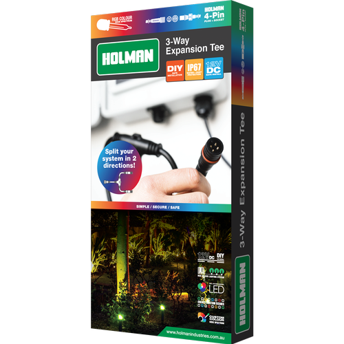 Holman RGB Colour Garden Light Expansion Tee / Easy DIY Installation