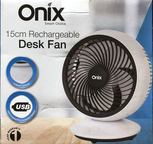 Onix Smart Choice 15cm Rechargeable Desk Fan