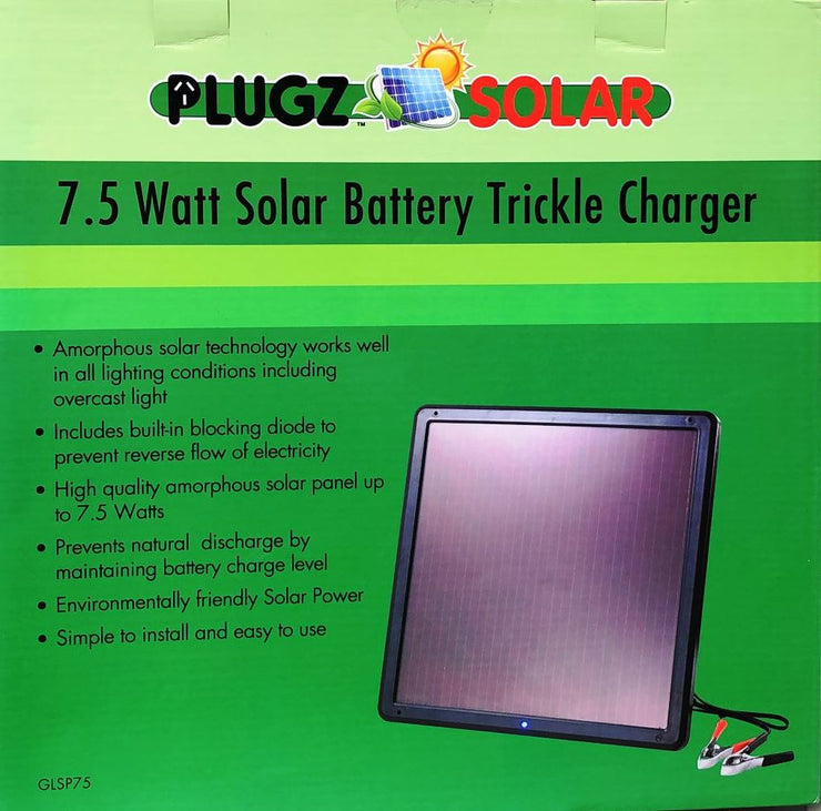 PLUGZ SOLAR 7.5W Solar Battery Trickle Charger / Environment Friendly