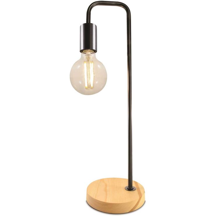 Mirabella Cleo Table Lamp - Black with Wood Base