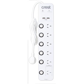 Crest Switched Socket USB Power Board & Surge Protection