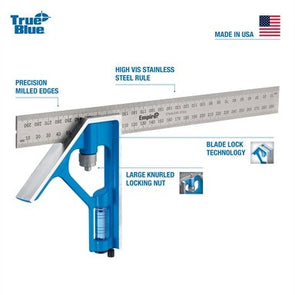 Empire 150mm True Blue Combination Square / Silver