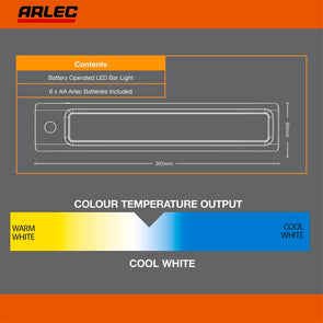 Arlec Cool White 100lm LED Motion Sensor Bar Light