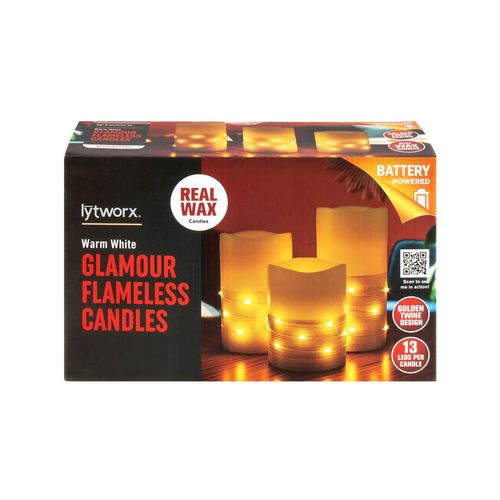 Lytworx Festive Novelty Candle 3 Pack / Gold & Silver