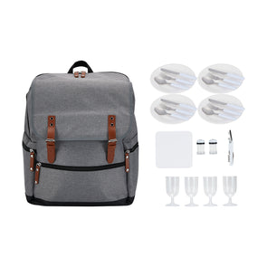 Backpack Utensil Picnic Set - Grey / Ideal for Camping & Outdoor Trips