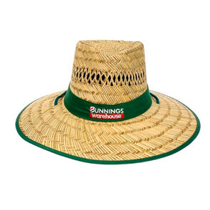 Bunnings Large Straw Hat / Wide Brim / Adjustable Chin Strap / One size Fits Most