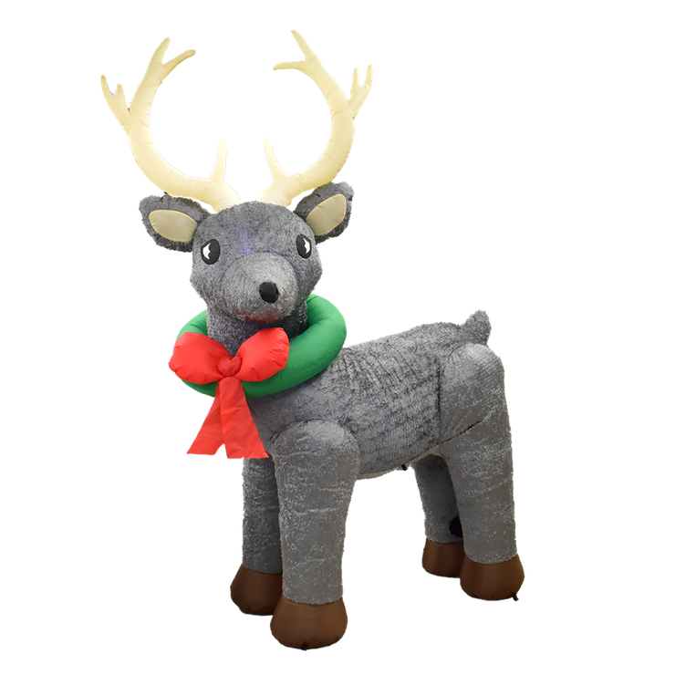 Click 2.4m Festive Furry Light Up Inflatable Reindeer- 3 SMD LED