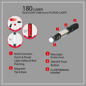 Arlec Telescopic LED Torch With Floodlight