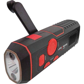 Life Gear USB Rechargeable Crank Light /Ideal for Camping with Power Bank, Radio & Siren