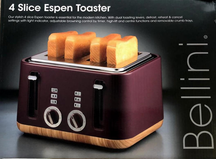 Bellini 4 Slice Espen Toaster Maroon BET20PM TheITmart