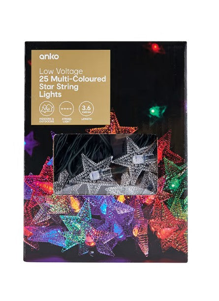 Anko Low Voltage 25 Star String Lights - Multi-Colour