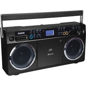 Laser Retro CD Boom Box - Black - FM Radio/Auxin