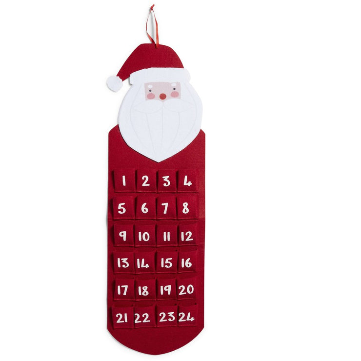 Festive Christmas Count Down Santa Felt Advent Calendar - Red