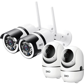 EKO Wi-Fi 2 x Indoor/2 x Outdoor Security Camera 4 Pack/ Full HD Resolution