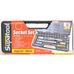 Supatool 1/4", 3/8" & 1/2" Drive Socket Set - 52 Piece/Perfect for Any DIY Application