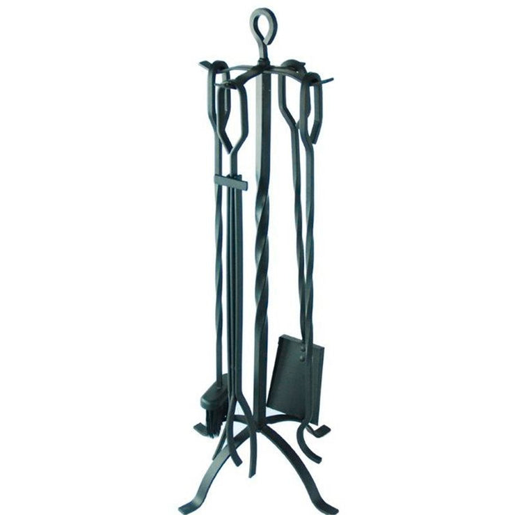 4 Piece Fire Tool Set - With Stand / Suitable for Fire Pit & Outdoors