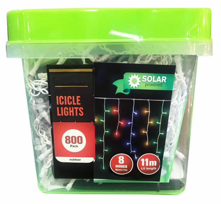 Lytworx 800 LED Solar Icicle Lights 6 Functions/Festive Christmas Lights - Multi-Colour