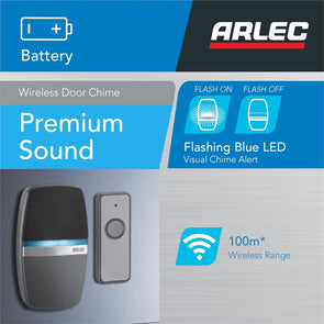 Arlec Premium Sound Battery Door Chime - DC801 Charcoal