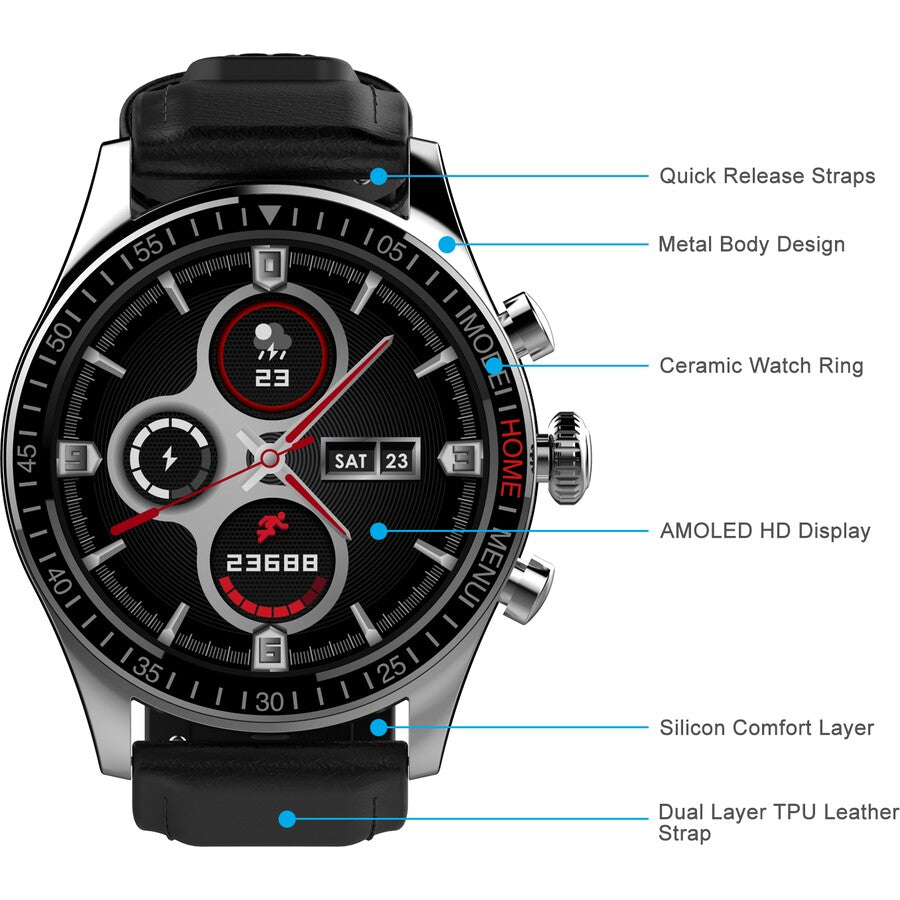 DGTEC Amoled Smart Watch - Black with Heart Rate & Sleep Monitor ...