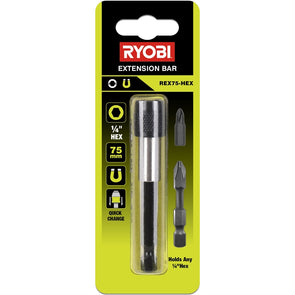 Ryobi 75mm 1/4" Hex Drill Extension Bar / Quick Change Function