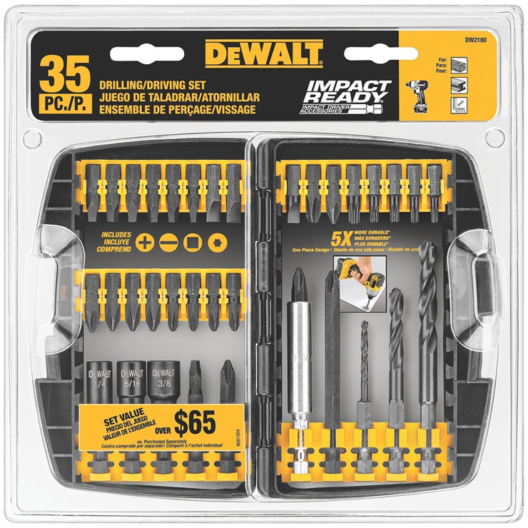 DeWALT 35 Piece Impact Ready Drill Bit Set DW2180 - Yellow & Black