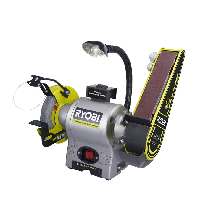 Ryobi 370W Bench Grinder / Sander - Powerful Induction Motor/Built-in Work Light