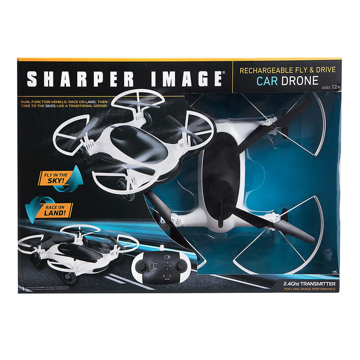 Sharper Image 7" Rechargeable Fly & Drive Car Drone Toy