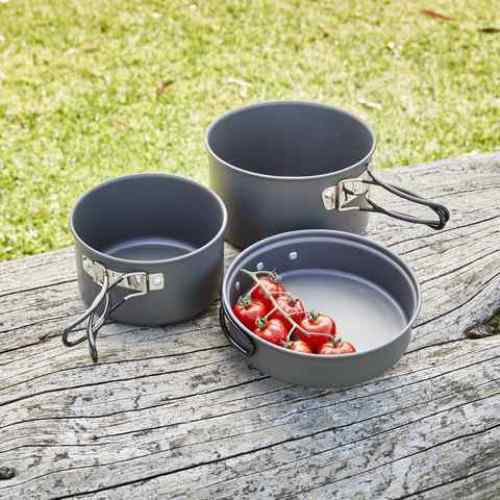 Grey 3 Piece Pot Set / Ideal for Camping, Hiking & Trekking