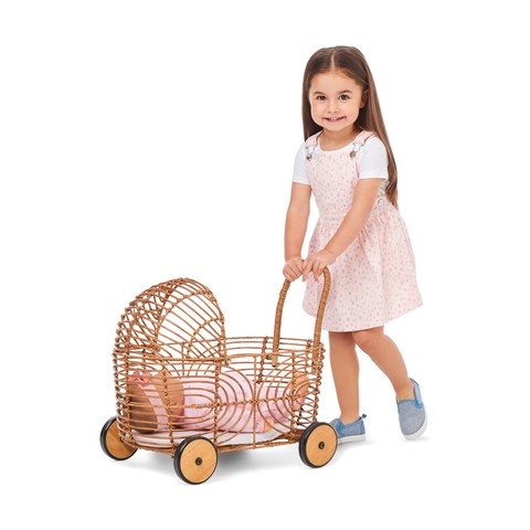 Anko Faux Rattan Pram With Mattresses/Suitable for Ages 3+ Years